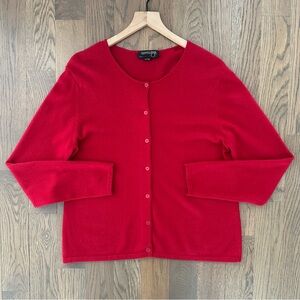 Vintage Country Shop Cashmere Crew Neck Cardigan Sweater Cranberry Red XL